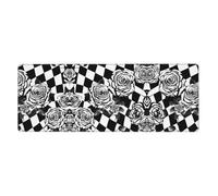 YYHWHJDE Black and White Plaid Roses Prints Extra Large Mouse pad Mousepad 12x31.5in for Office Gaming Learning