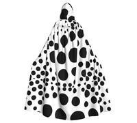 YYHWHJDE Black And White Polka Dot Pattern Halloween Adult Hooded Cloak for various party and carnival settings