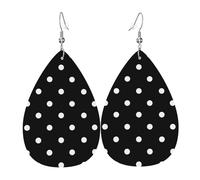 YYHWHJDE Black And White Polka Dot Prints Teardrop Leather Earrings - Vibrant Dangle Layers for Women, Lightweight Fashion Jewelry for Parties & Everyday Wear