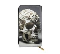 YYHWHJDE Black and White Skulls Printing Quality Leather Long Clutch Wallet Designed for Fashion Girls and Women Stylish 7.48 x 4.13 in