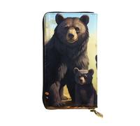 YYHWHJDE Black Bear Family Picture Quality Leather Long Clutch Wallet Designed for Fashion Girls and Women Stylish 7.48 x 4.13 in