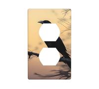 YYHWHJDE Black Crow Birds Pattern Double Socket Wall Panel Decorative is Durable and Suitable for Socket Light Switch Accessories 4.5x2.76in