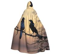 YYHWHJDE Black Crow Birds Picture Halloween Adult Hooded Cloak for Role-Playing, Costumes, and Theme Parties