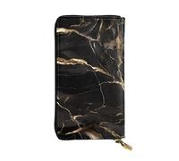 YYHWHJDE Black Gold Marble Printing Quality Leather Long Clutch Wallet Designed for Fashion Girls and Women Stylish 7.48 x 4.13 in