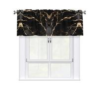 YYHWHJDE Black Gold Marble Prints Tier Curtains 54x18 Inch - 100% Polyester Peach Skin Window Layers for Lasting Performance