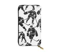YYHWHJDE Black Hockey Picture Quality Leather Long Clutch Wallet Designed for Fashion Girls and Women Stylish 7.48 x 4.13 in