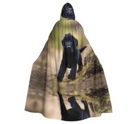 YYHWHJDE Black Labrador Puppy Picture Halloween Adult Hooded Cloak for Role-Playing, Costumes, and Theme Parties
