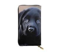 YYHWHJDE Black Labrador Puppy Picture Quality Leather Long Clutch Wallet Designed for Fashion Girls and Women Stylish 7.48 x 4.13 in