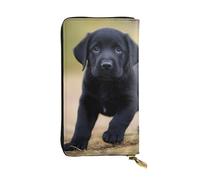 YYHWHJDE Black Labrador Puppy Picture Quality Leather Long Clutch Wallet Designed for Fashion Girls and Women Stylish 7.48 x 4.13 in
