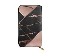YYHWHJDE Black Rose Gold Marble Printing Quality Leather Long Clutch Wallet Designed for Fashion Girls and Women Stylish 7.48 x 4.13 in