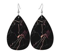 YYHWHJDE Black rose gold Marble Prints Drip Leather Earrings - Chic Faux Leather Drops for Holiday & Everyday Glam