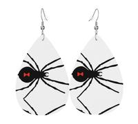 YYHWHJDE Black Spider Prints Water Drop Leather Earrings - Stylish Dangle Throw for Parties, Vibrant Color Layering, Non-Fading Finish