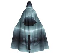 YYHWHJDE Black Umbrella In The Rain Prints Halloween Adult Hooded Cape Men'S And Women'S Clothing Mantle Role-Playing