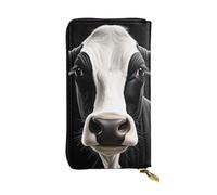 YYHWHJDE Black White Cow Face Printing Quality Leather Long Clutch Wallet Designed for Fashion Girls and Women Stylish 7.48 x 4.13 in