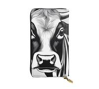 YYHWHJDE Black White Cow Printing Quality Leather Long Clutch Wallet Designed for Fashion Girls and Women Stylish 7.48 x 4.13 in