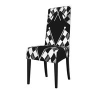 YYHWHJDE Black White Formula Checkered Flags Pattern Prints Protection Cover for Dining Chair - Stretchable Slipcovers for a Refreshing Dining Room Makeover