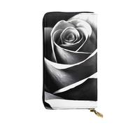 YYHWHJDE Black White Rose Picture Quality Leather Long Clutch Wallet Designed for Fashion Girls and Women Stylish 7.48 x 4.13 in