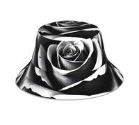YYHWHJDE Black White Rose Picture Reflective Bucket Hat - Lightweight, Breathable, and Stylish Outdoor Headwear, Black, One Size