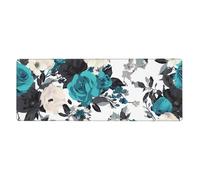 YYHWHJDE Black White Teal Gray Rose Flowers Picture Extra Large Mouse Pad, Computer Office Anti Slip Gaming Keyboard Thickened Version 12x31.5in