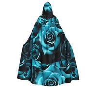 YYHWHJDE Black White Teal Gray Rose Flowers Prints Halloween Adult Hooded Cape Men'S And Women'S Clothing Mantle Role-Playing