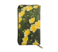 YYHWHJDE Blooming Yellow Flower Prints Leather long clutch wallet Designed for fashion girls and women stylish and personalized 7.48 x 4.13 in, Black, One Size