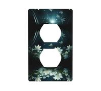 YYHWHJDE Blossom in The Moonlight Pattern Double Socket Wall Panel Decorative for Residential and Commercial Areas 4.5x2.76in