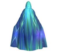 YYHWHJDE Blue Aurora Borealis Pattern Halloween Adult Hooded Cape Cloak - Super Large Hooded Cloak No Zipper