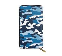 YYHWHJDE Blue Camo Pattern Quality Leather Long Clutch Wallet Designed for Fashion Girls and Women Stylish 7.48 x 4.13 in