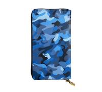 YYHWHJDE Blue Camouflage Pattern Printing Quality Leather Long Clutch Wallet Designed for Fashion Girls and Women Stylish 7.48 x 4.13 in