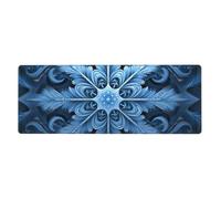 YYHWHJDE Blue Christmas Snowflake Picture Extra Large Mouse Pad, Computer Office Anti Slip Gaming Keyboard Thickened Version 12x31.5in