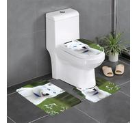 YYHWHJDE Blue Eyed White Husky Picture Anti slip floor mat three piece set bathroom carpet anti slip durable