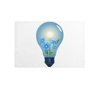 YYHWHJDE Blue Flowers in The Light Bulb Prints Placemats Set of 6 12x18in - Engineered for Durability & Heat Resistance with Quality Polyester