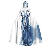 YYHWHJDE Blue Goat Print Printing Adult Quality hooded cape Hooded Cloak Suitable for Halloween, cosplay costumes, Christmas