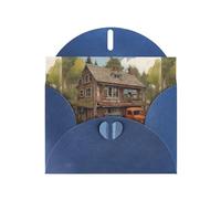 YYHWHJDE Blue Greeting Card A House Pattern Perfect for Valentine's Day, Wedding Anniversary & Party Invitations