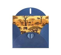 YYHWHJDE Blue Greeting Card African grassland animals Prints for Christmas, Children's Birthday, Valentine's Day, and Party Invitation