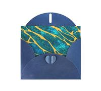 YYHWHJDE Blue Greeting Card Azurite Teal and Foil Gold Oil Marble Pattern Pattern Perfect for Valentine's Day, Wedding Anniversary & Party Invitations