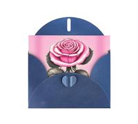 YYHWHJDE Blue Greeting Card Beautiful pink roses Pattern for Christmas, Children's Birthday, Valentine's Day, and Party Invitation