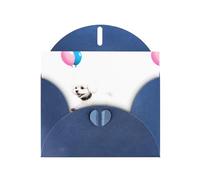 YYHWHJDE Blue Greeting Card Bichon Chasing Balloons Picture for Festive Birthday Party Invitation