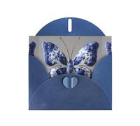 YYHWHJDE Blue Greeting Card Butterfly Ceramics Pattern for Christmas, Children's Birthday, Valentine's Day, and Party Invitation