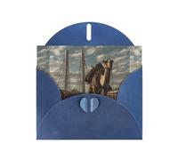 YYHWHJDE Blue Greeting Card Camel On The Bridge Pattern Perfect for Valentine's Day, Wedding Anniversary & Party Invitations