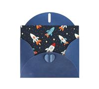 YYHWHJDE Blue Greeting Card Cartoon Rocket Launch Direction Pattern Perfect for Valentine's Day, Wedding Anniversary & Party Invitations