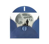 YYHWHJDE Blue Greeting Card Castle Before The Moon Picture for Festive Birthday Party Invitation