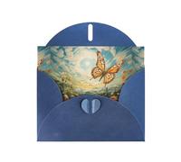 YYHWHJDE Blue Greeting Card Chasing Butterflies In Summer Pattern Perfect for Valentine's Day, Wedding Anniversary & Party Invitations