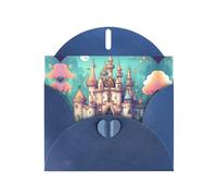 YYHWHJDE Blue Greeting Card Classical castle Pattern for Festive Birthday Party Invitation
