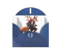 YYHWHJDE Blue Greeting Card Climbing Fox Pattern for Festive Birthday Party Invitation