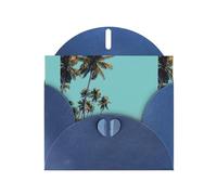 YYHWHJDE Blue Greeting Card Coconut Trees By The Sea Pattern Perfect for Valentine's Day, Wedding Anniversary & Party Invitations