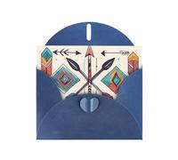 YYHWHJDE Blue Greeting Card Colorful Hand Drawn Art with Boho Style Arrows Pattern for Festive Birthday Party Invitation