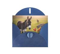 YYHWHJDE Blue Greeting Card donkey and flower Pattern for Festive Birthday Party Invitation