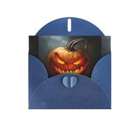 YYHWHJDE Blue Greeting Card Evil Devil Pumpkin Pattern Perfect for Valentine's Day, Wedding Anniversary & Party Invitations