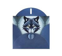 YYHWHJDE Blue Greeting Card Fierce wolf head Prints for Christmas, Children's Birthday, Valentine's Day, and Party Invitation